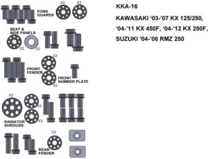 ZESTAW ŚRUB KEITI DO KAWASAKI 03-07 KX 125/250 04-11 KX 450F 04-12 KX 250F