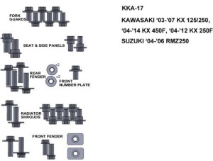 ZESTAW ŚRUB KEITI DO KAWASAKI 03-07 KX 125/250 04-14 KX 450F 04-12 KX 250F