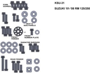 ZESTAW ŚRUB KEITI DO SUZUKI 01-08 RM 125/250