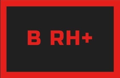 ODZNAKA NA RZEP REBELHORN GRUPA KRWI B RH+ BLACK/RED 50X80MM