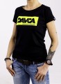 DAVCA T-shirt damski black fluo logo