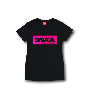 DAVCA T-shirt damski black pink logo