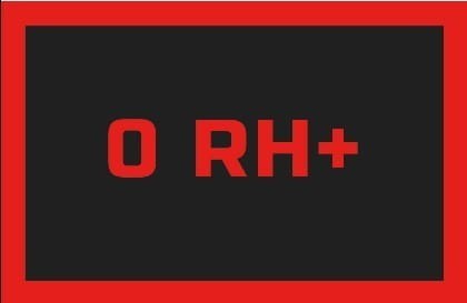 ODZNAKA NA RZEP REBELHORN GRUPA KRWI 0 RH+ BLACK/RED 50X80MM
