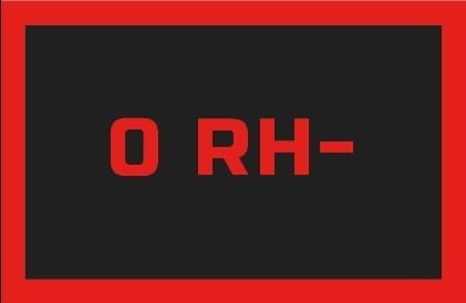 ODZNAKA NA RZEP REBELHORN GRUPA KRWI 0 RH- BLACK/RED 50X80MM