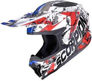 Kask off-road Scorpion SMX-10 Gasoline | white-blue-red